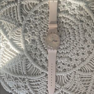 Swatch Cream and Silver Watch